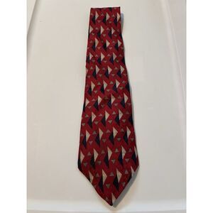 Scaasi 100% Silk Handmade Blue Red Tie. Made In USA.
